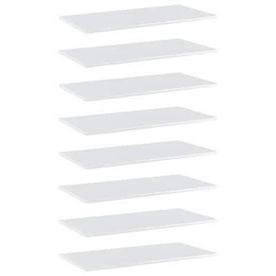 vidaXL plauktu dēļi, 8 gab., spīdīgi balti, 80x40x1,5cm, skaidu plātne