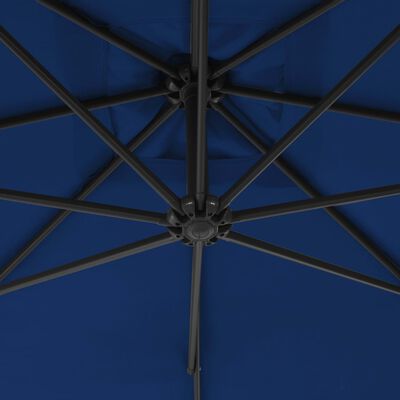 vidaXL dārza saulessargs ar tērauda kātu, 250x250 cm, debeszils