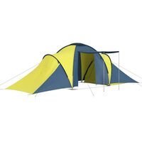 vidaXL sešvietīga telts, zila un dzeltena