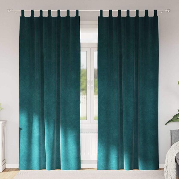 vidaXL Aptum&scaron;ojo&scaron;ie aizkari 2 pcs Tum&scaron;i zaļ&scaron; 140 x 260 cm Samts