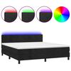 vidaXL atsperu gulta ar matraci, LED, melns samts, 160x200 cm