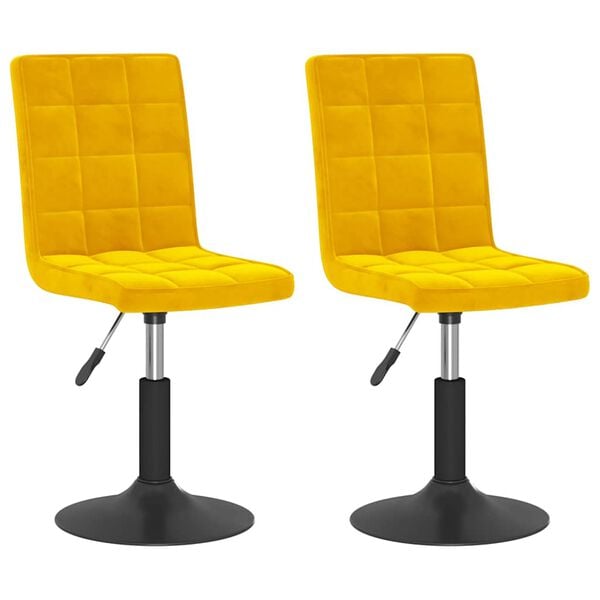 vidaXL grozāmi virtuves krēsli, 2 gab., sinepju dzeltens samts