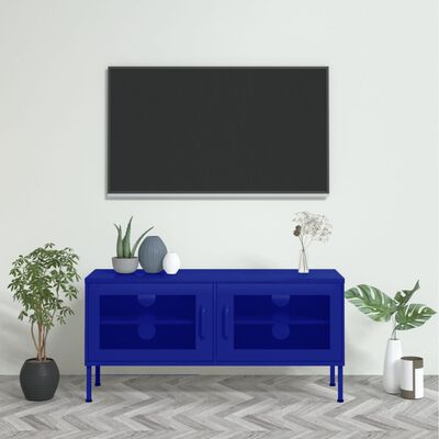 vidaXL TV skapītis, 105x35x50 cm, tērauds, tumši zils