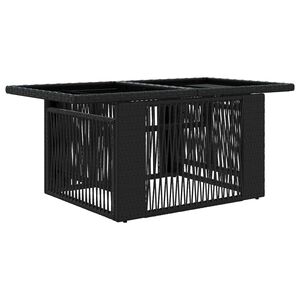vidaXL Dārza galds Melns 100 x 55 x 37 cm PE Rattan un stikls