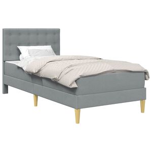 vidaXL Gultas rāmis ar matraci Gai&scaron;i pelēks 90 x 190 cm audums
