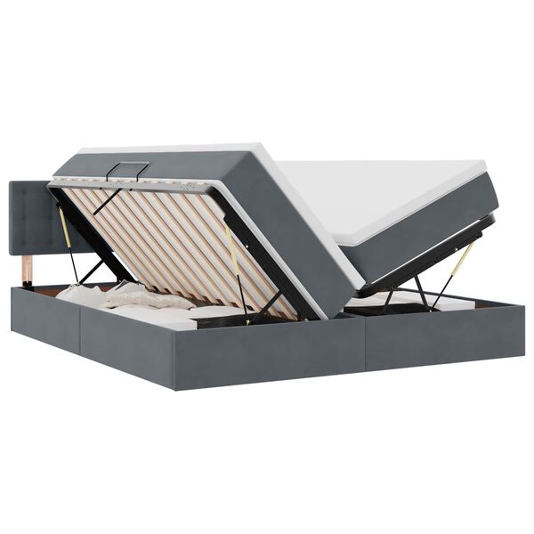 vidaXL Glabā&scaron;anas gulta ar matraci Tum&scaron;i pelēks 90 x 200 cm