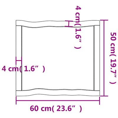 vidaXL galda virsma, gaiši brūna, 60x50x(2-4)cm, ozola masīvkoks
