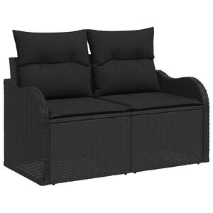 vidaXL Dārza dīvāns ar spilvenu Melna 121 x 62 x 69cm poliratāns