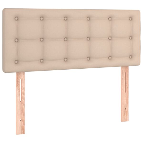 vidaXL gultas galvgalis ar LED, 90x5x78/88 cm, kapučīno mākslīgā āda