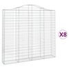 vidaXL arkveida gabiona grozi, 8 gb., 200x30x180/200cm, cinkota dzelzs