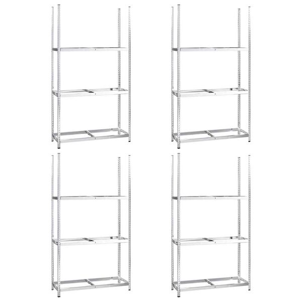 vidaXL 3-līmeņu riepu plaukti, 4 g., sudrabaini, 110x40x200cm, tērauds