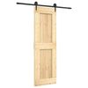 vidaXL Slīdo&scaron;ās durvis Dabiska un melna 70 x 210 cm Cieta priedes koks