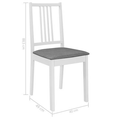 vidaXL virtuves krēsli ar matračiem, 6 gab., balts masīvkoks