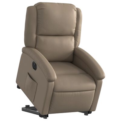 vidaXL elektrisks atpūtas krēsls paceļams kapučīno krāsas mākslīgā āda