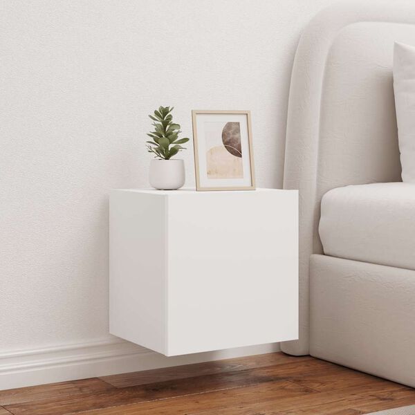 vidaXL TV galdiņ&scaron; ar LED lampiņām, balti, 40,5x35x40 cm