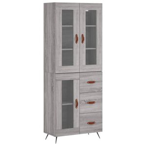 vidaXL augstais skapis, pelēks, 69,5x34x180 cm, inženierijas koks