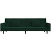 vidaXL 2-vietīga dīvāngulta ar 2 spilveniem un kājsoliņu, zaļ&scaron; samts