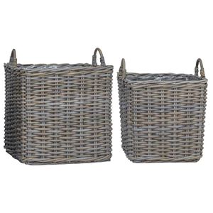 vidaXL Stādītāju grozs ar uzglabā&scaron;anu 2 pcs Pelēka Lacak rattan