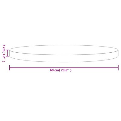 vidaXL galda virsma, balta, Ø60x3 cm, apaļa, priedes masīvkoks
