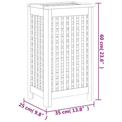 vidaXL veļas kaste, 35x25x60 cm, masīvs tīkkoks