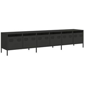 vidaXL TV skapītis, melns, 202x39x43,5 cm, auksti velmēts tērauds
