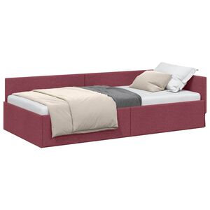 vidaXL Stūra gultas rāmis Vīna sarkans 80 x 200 cm audums