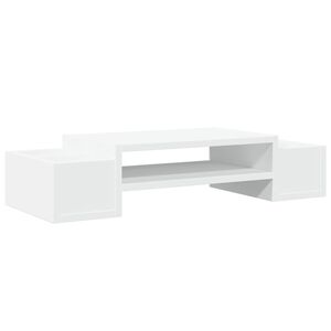 vidaXL monitora paliktnis ar plauktu, balts, 70x27x15 cm