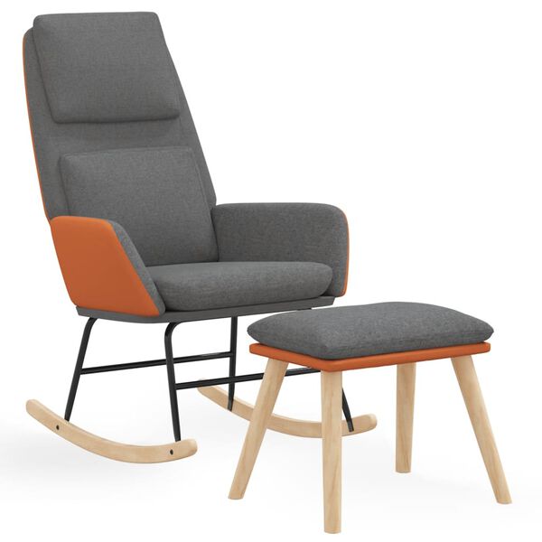 vidaXL &scaron;ūpuļkrēsls ar kājsoliņu, gai&scaron;i pelēks audums