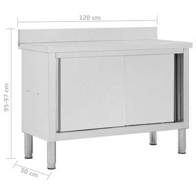 vidaXL darba galds ar bīdāmām durvīm, 120x50x(95-97) cm, tērauds