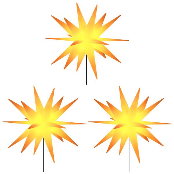 vidaXL Ziemassvētku lampas ar LED un mietiņu, 3 gab., dzeltenas, 35 cm