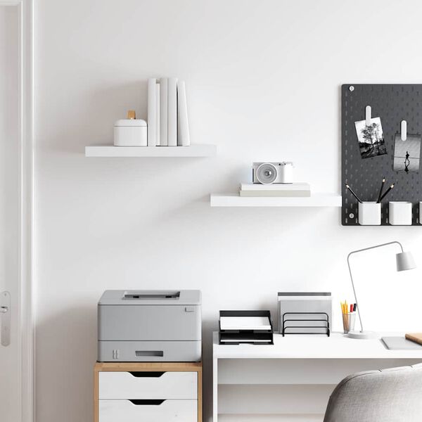 vidaXL sienas plaukti, 2 gab., balti, 50x23x3,8 cm, MDF