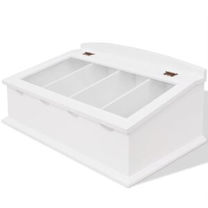 vidaXL baroka stila galda piederumu lāde, MDF, balta