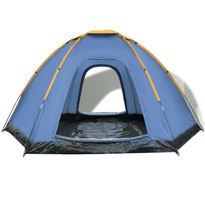 vidaXL telts 6 personām, zila ar dzeltenu