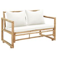 vidaXL divvietīgs dārza dīvāns ar matračiem, bambuss