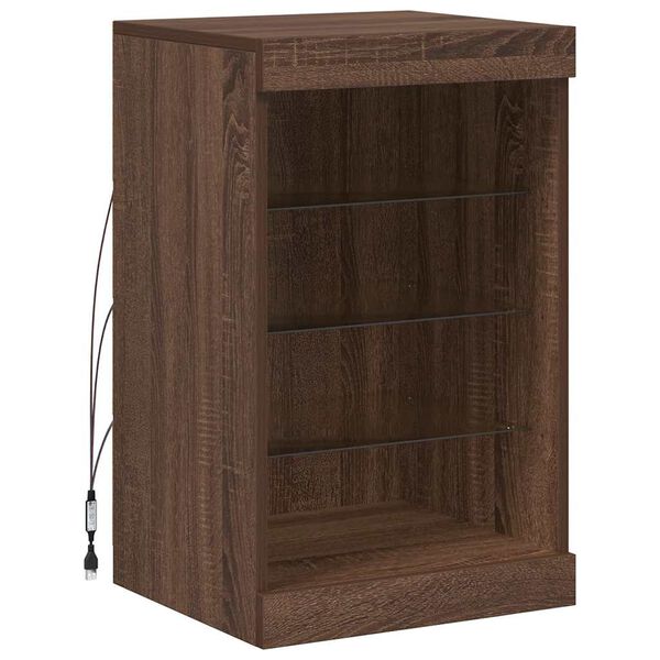 vidaXL kumode ar LED lampiņām, brūna koka krāsa, 41x37x67 cm