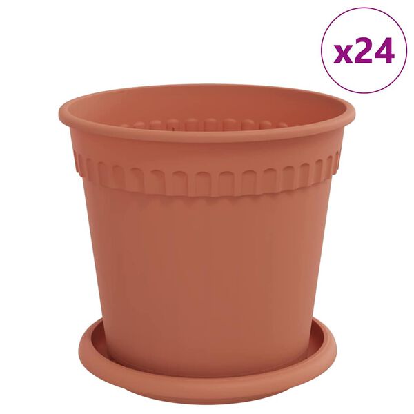 vidaXL Augu podi 24 pcs Ķieģeļu sarkans &Oslash; 17 x 14 cm Plastmasa