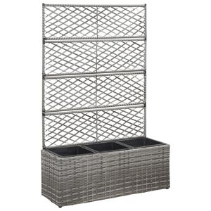 vidaXL vīteņaugu režģis ar 3 augstām kastēm, pelēks, 83x30x130 cm, PE