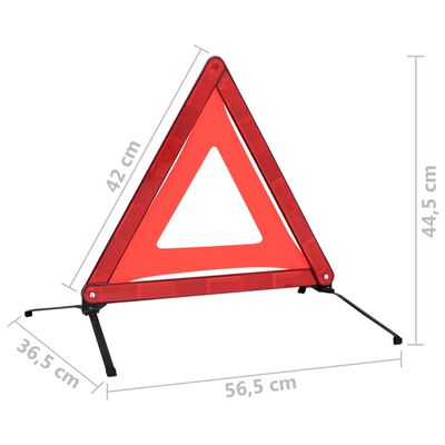 vidaXL satiksmes trīsstūri, 4 gab., sarkani, 56,5x36,5x44,5 cm
