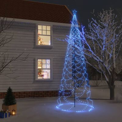 vidaXL Ziemassvētku eglīte ar metāla kātu, 1400 zilas LED, 3 m