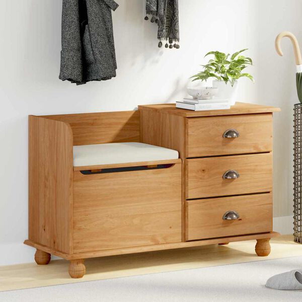 vidaXL Sols ar glabātuvi ar atvilktni ASKIM Brūna 100 x 39 x 62 cm