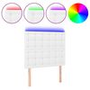 vidaXL gultas galvgalis ar LED, 90x5x118/128 cm, balta mākslīgā āda