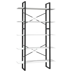 vidaXL 5-līmeņu grāmatu plaukts, 100x30x175 cm, priedes koks, balts