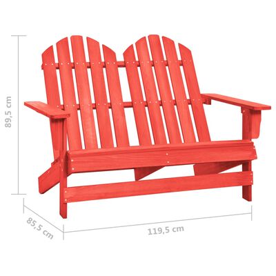 vidaXL divvietīgs dārza krēsls, egles masīvkoks, sarkans