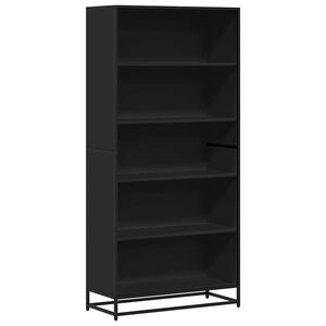 vidaXL grāmatplaukts, melns, 80,5x35x170,5 cm, inženierijas koks