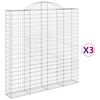 vidaXL arkveida gabiona grozi, 3 gb., 200x30x200/220cm, cinkota dzelzs