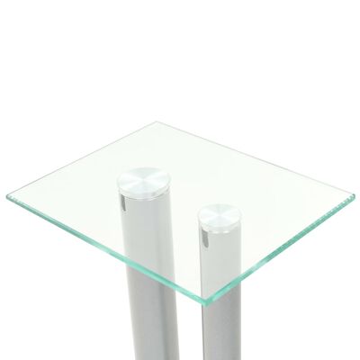 vidaXL skaļruņu statīvi, 2 gab., rūdīts stikls, 2 balsti, sudraba