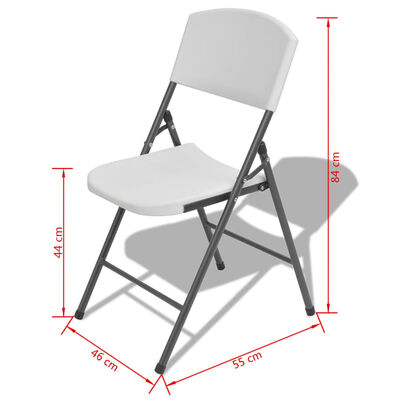 vidaXL saliekami dārza krēsli, 4 gab., tērauds un HDPE, balti