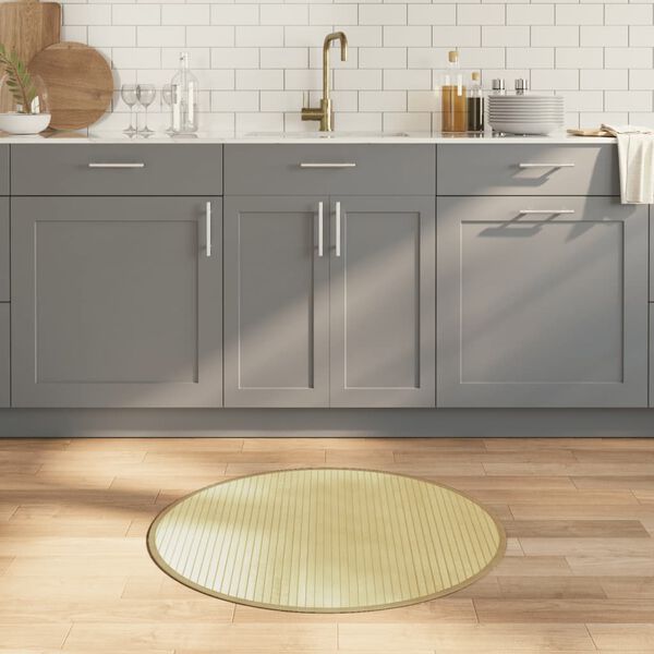 vidaXL paklājs, apaļ&scaron;, dabīga krāsa, 80 cm, bambuss