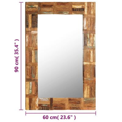 vidaXL sienas spogulis, masīvs pārstrādāts koks, 60x90 cm