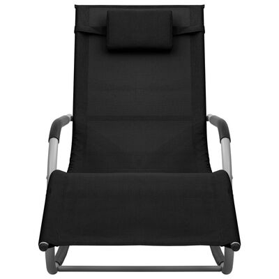 vidaXL sauļošanās krēsli, 2 gab., tekstilēns, melni ar pelēku